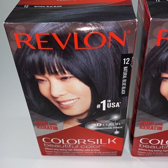 🔥2 Revlon ColorSilk Beautiful Permanent Hair Color,12 Natural Blue Black NEW - Picture 2 of 4